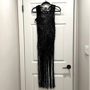 Zara open knit cover up/dress with fringe